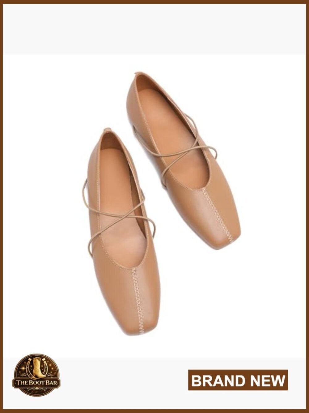 Criss-Cross Strap Square Toe Ballet Flats Slip On Comfort Shoes for Work Casual - Picture 6 of 7